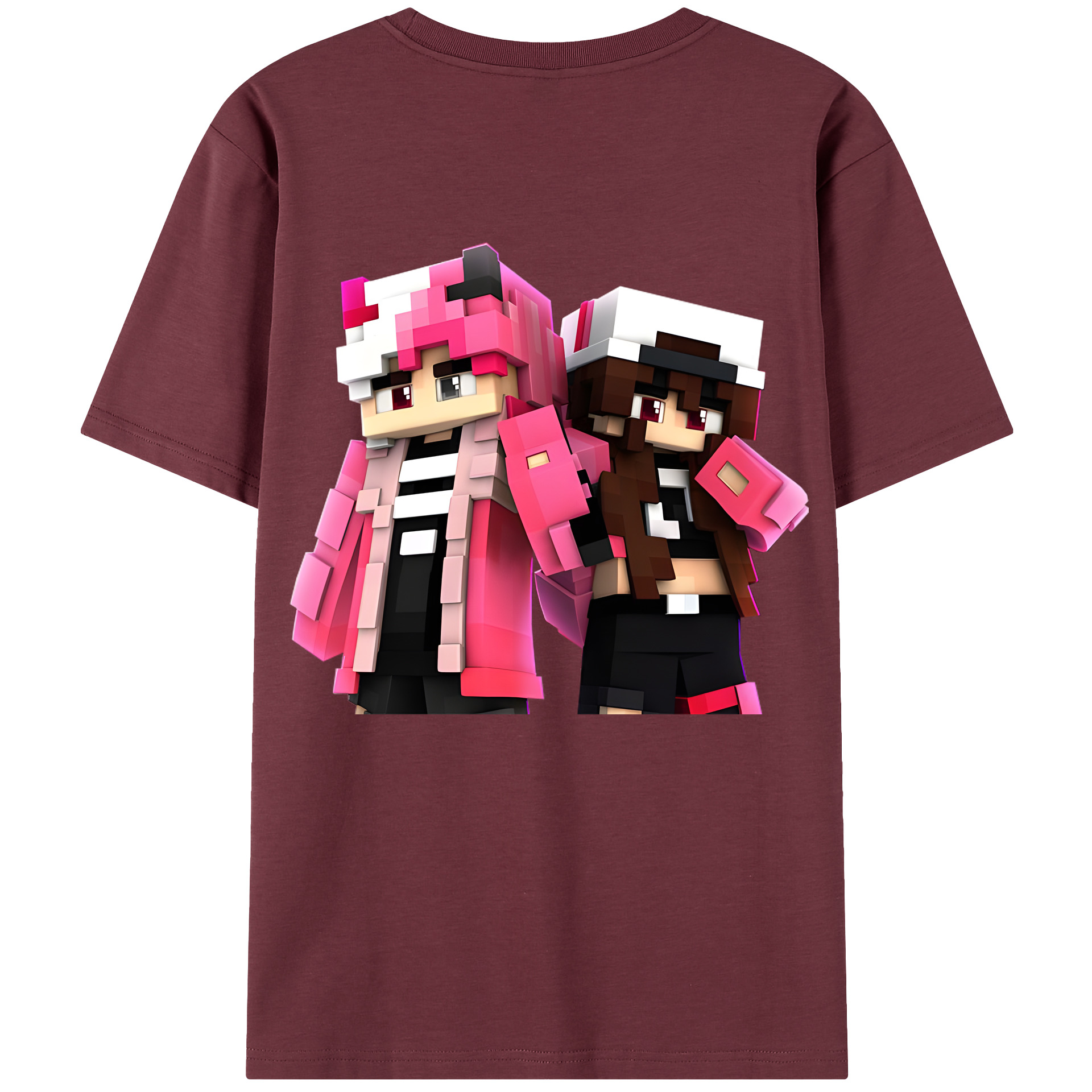 （画像用） マインクラフト ブロックの世界 Minecraft MC Block world 綿100％半袖Tシャツ（背面プリント）